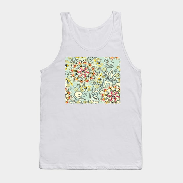 Robin's egg blue floral mandala Tank Top by RoseAesthetic